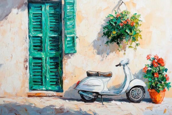 Vespa und Blumen