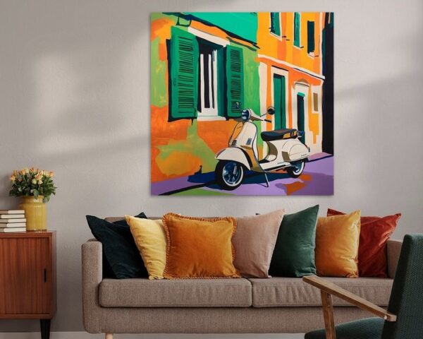 Vespa vor bunter Wand