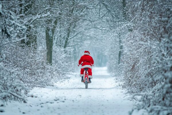 Weihnachtlicher Radfahrer