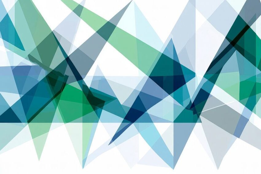 Abstrakte Geometrie in Blau und Grün