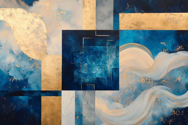 Abstrakte Harmonie in Blau und Gold