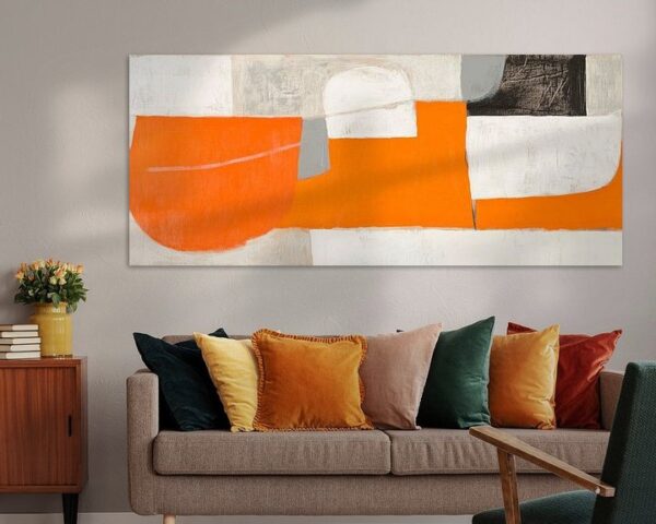 Abstrakte Komposition in Orange und Grau