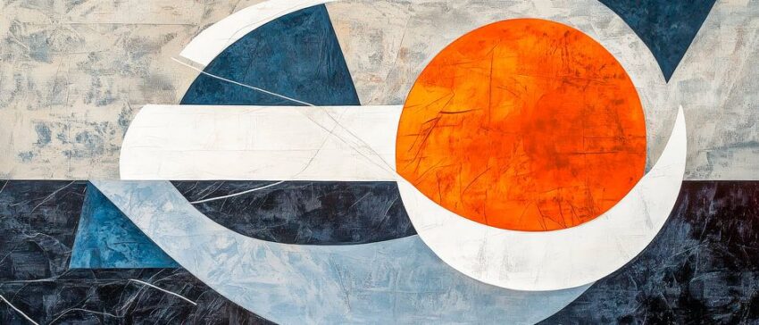 Abstrakte Komposition mit Orange und Blau