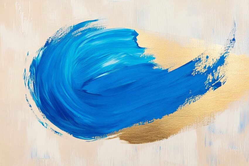 Abstrakte Welle in Blau und Gold