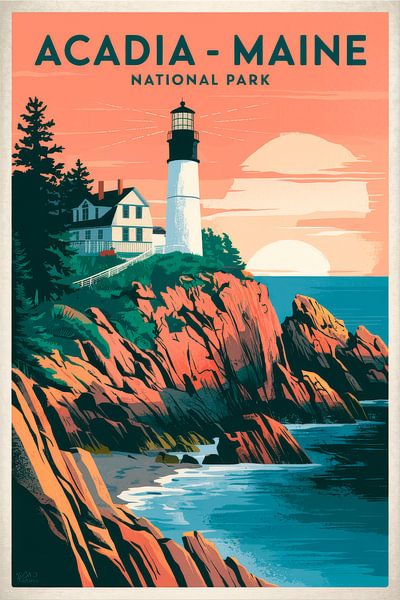 Acadia - Maine Vintage Travel Poster