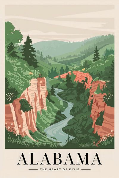 Alabama Vintage Travel Poster