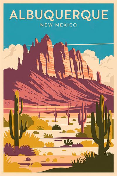 Albuquerque, New Mexico Vintage Travel Poster