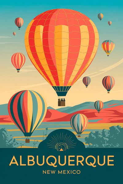 Albuquerque, New Mexico Vintage Travel Poster.