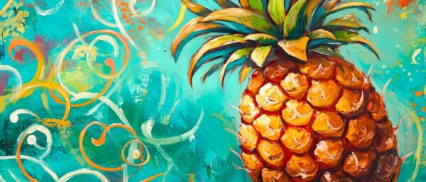 Ananas in lebendigen Farben – Kunstvoll und frisch