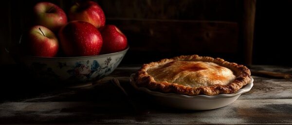 Apfelkuchen mit frischen Äpfeln rustikal