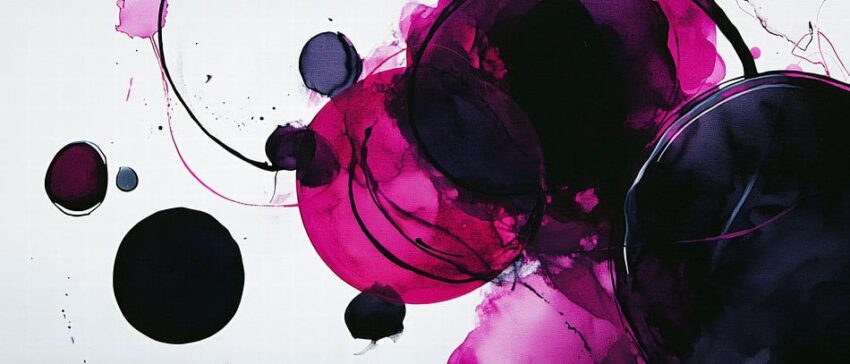 Aquarellkreise in Violett und Schwarz