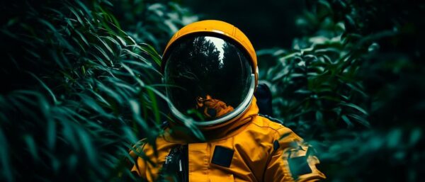 Astronaut im Dschungel – Futuristisch und Grün