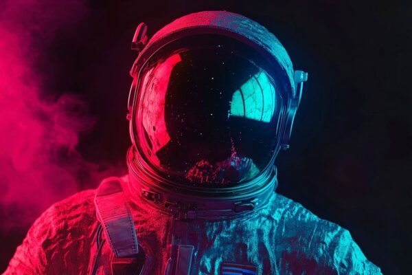 Astronaut im Neonlicht – Zukunftsvision