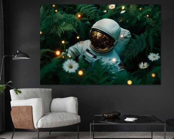 Astronaut in blühender Natur – Magisch