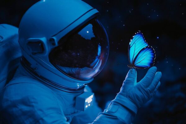 Astronaut und Schmetterling