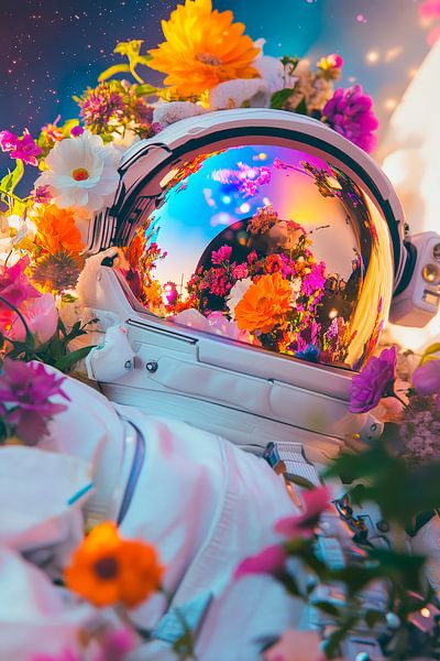 Astronautenhelm voller Blumenpracht