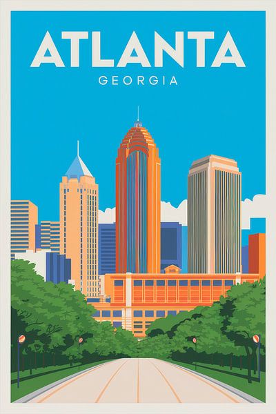 Atlanta, Georgia Vintage Travel Poster