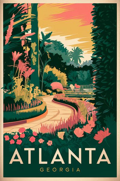 Atlanta, Georgia Vintage Travel Poster