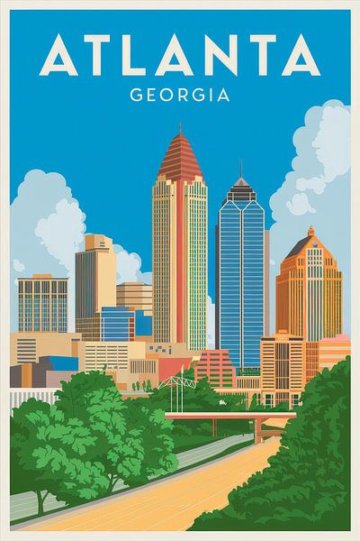 Atlanta, Georgia Vintage Travel Poster