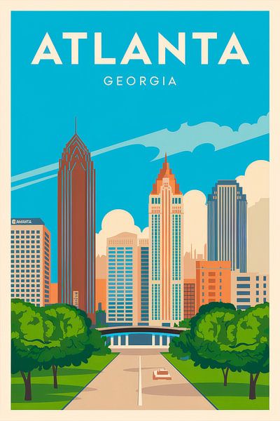 Atlanta, Georgia Vintage Travel Poster