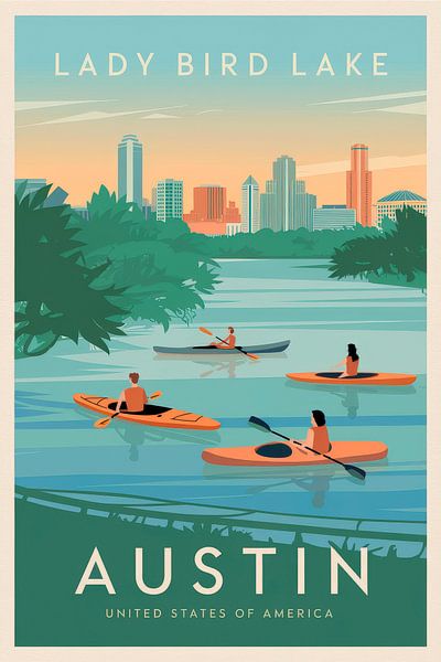 Austin, Texas Vintage Travel Poster