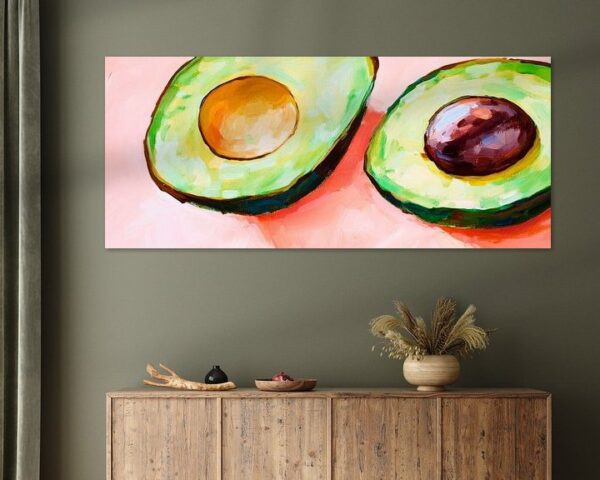 Avocado-Hälften in leuchtenden Farben