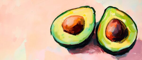 Avocados auf Pastell – Farbenfrohe Klarheit