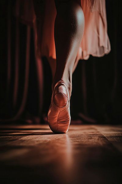 Ballerina auf Spitzenschuhen im Licht