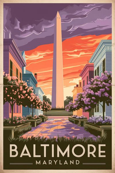 Baltimore, Maryland Vintage Travel Poster