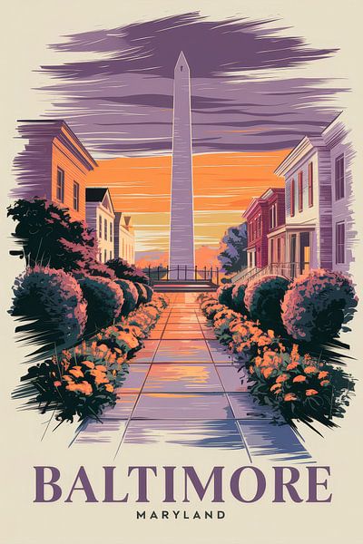 Baltimore, Maryland Vintage Travel Poster