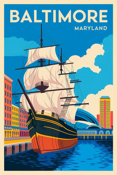 Baltimore, Maryland Vintage Travel Poster