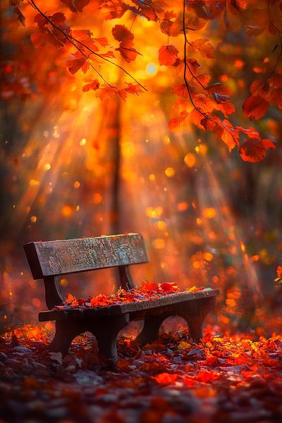 Bänkle im Herbstlicht der Natur