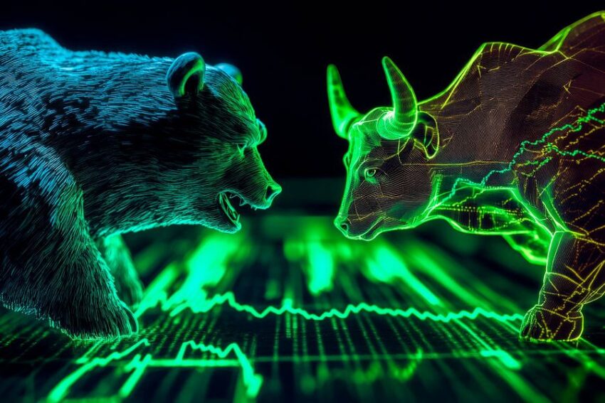 Bär und Stier im digitalen Stil