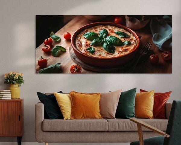 Basilikum-Mozzarella-Lasagne im Fokus