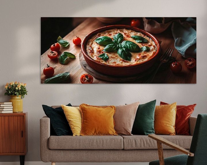 Basilikum-Mozzarella-Lasagne im Fokus