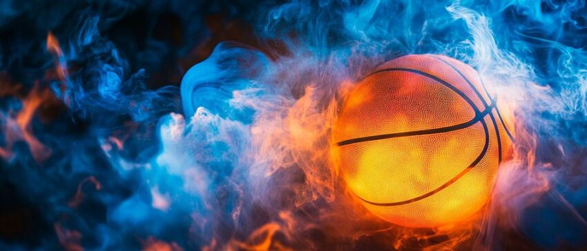 Basketball in mystischem Nebel