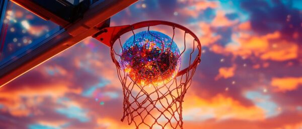 Basketballkorb im Abendlicht