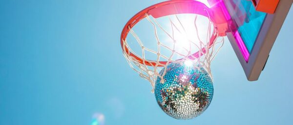 Basketballkorb mit Glitzerball