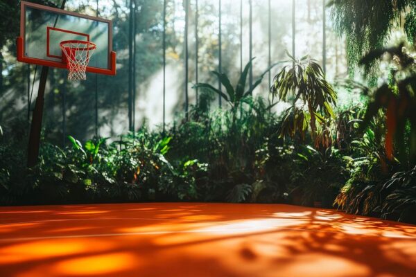 Basketballplatz im Dschungel – Surreal