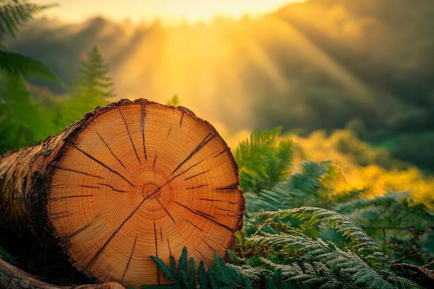 Baumstamm im Sonnenlicht – Landschaft