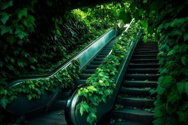 Begrünte Rolltreppe im Park