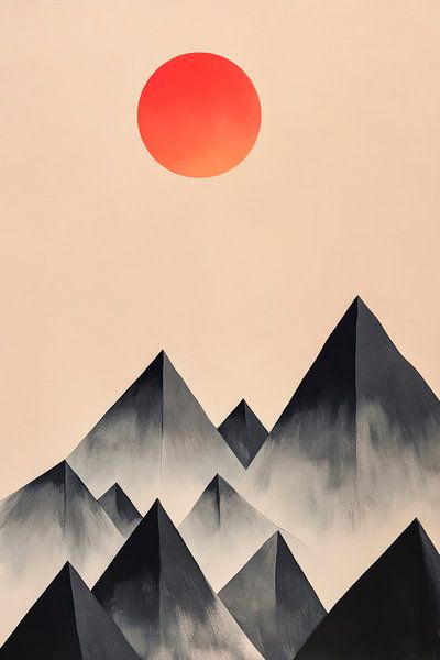 Berglandschaft im Nebel – Minimalistisch