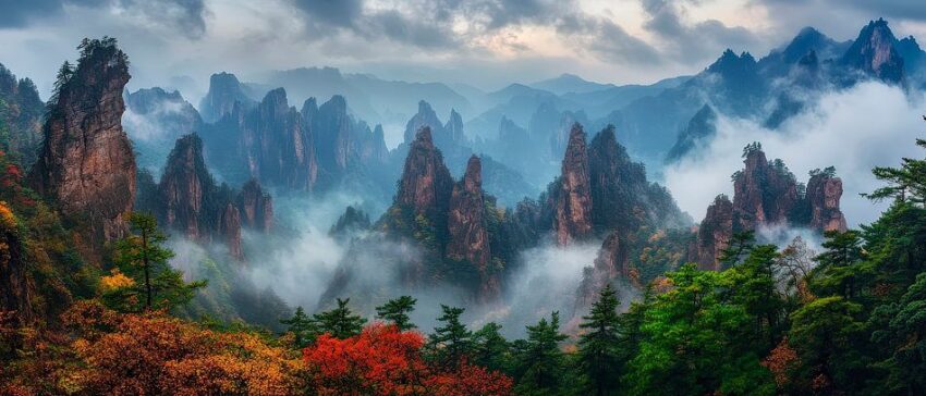 Berglandschaft im Nebel – Mystisch