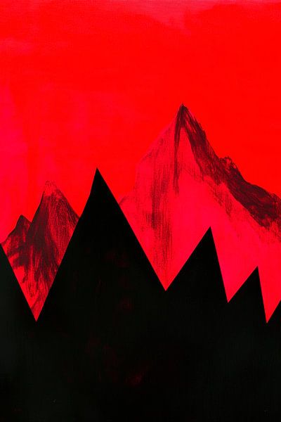 Bergsilhouetten in Rot und Schwarz