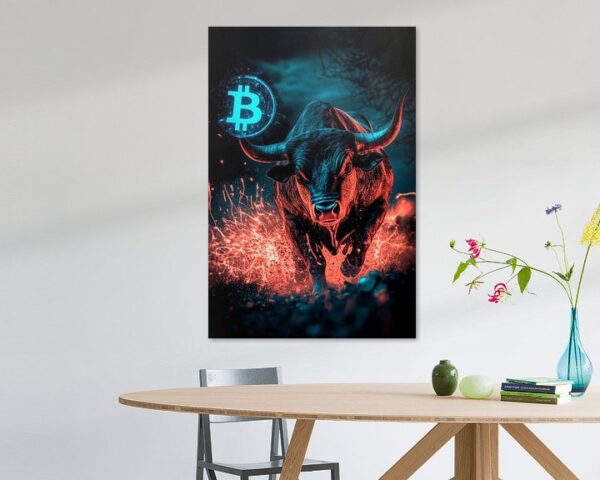 Bison mit Bitcoinsymbol – Futuristisch