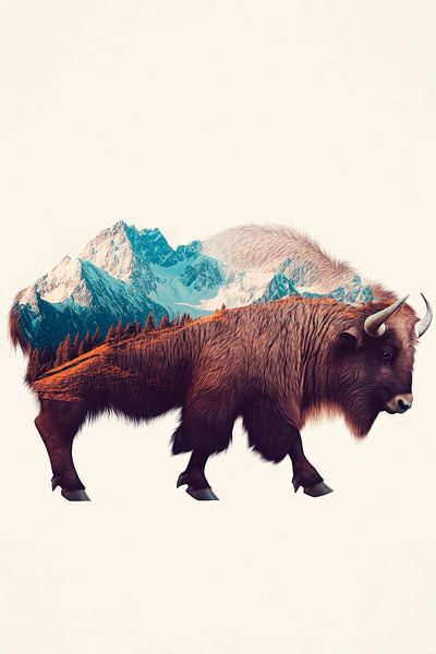 Bison und Berge