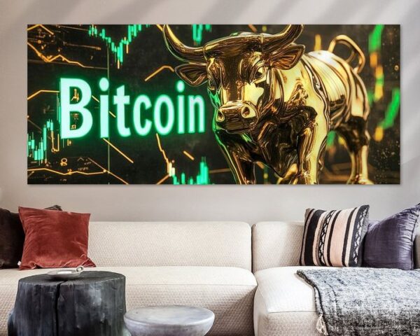 Bitcoin-Bulle mit grünen Grafiken