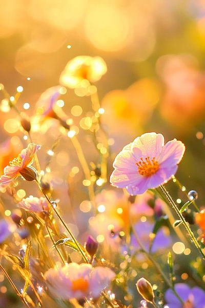 Blühender Frühlingsgarten im Licht