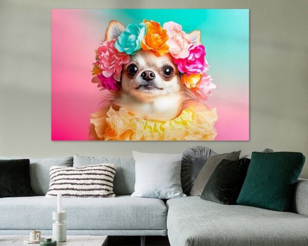 Blühendes Chihuahua mit Blumendiadem