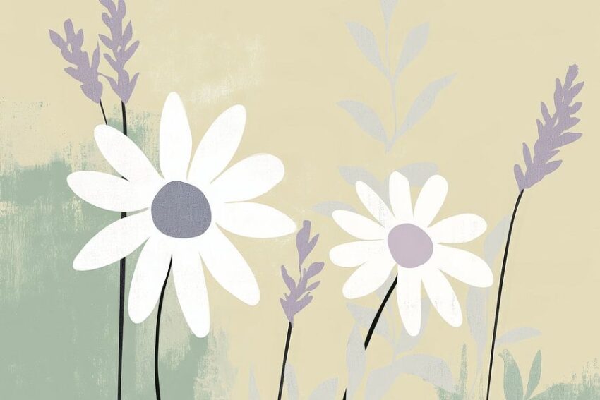 Blumenfeld in sanften Farben – Minimalistisch